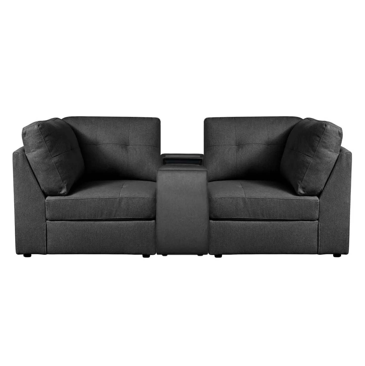 Causeuse modulaire grise avec console - 3 mcx