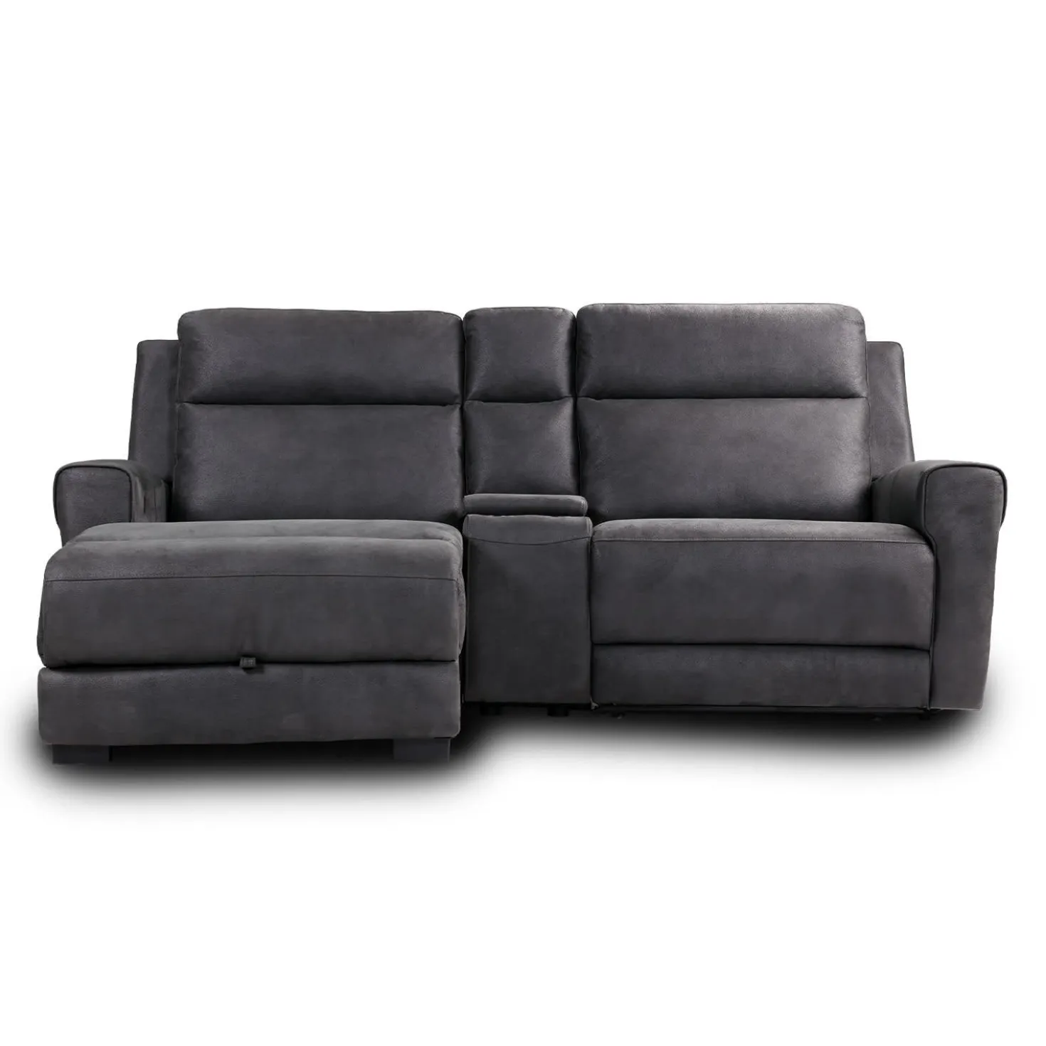 Causeuse modulaire inclinable, chaise longue avec rangement, console avec porte-gobelets et ports USB/USB-C - 3 mcx