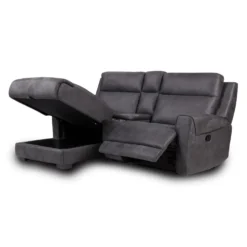 Causeuse modulaire inclinable, chaise longue avec rangement, console avec porte-gobelets et ports USB/USB-C - 3 mcx