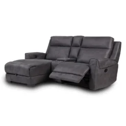 Causeuse modulaire inclinable, chaise longue avec rangement, console avec porte-gobelets et ports USB/USB-C - 3 mcx
