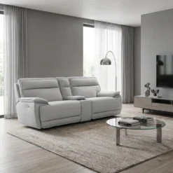 Causeuse modulaire inclinable électrique, appuis-tête ajustables et console avec système audio - 3 mcx