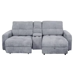 Causeuse modulaire électrique avec siège coulissant à gauche, chaise longue à droite avec rangement et console - 3 mcx