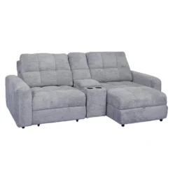 Causeuse modulaire électrique avec siège coulissant à gauche, chaise longue à droite avec rangement et console - 3 mcx