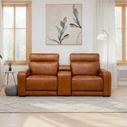 Causeuse modulaire électrique inclinable avec console, haut-parleurs intégrés, massage et chaleur - 3 mcx