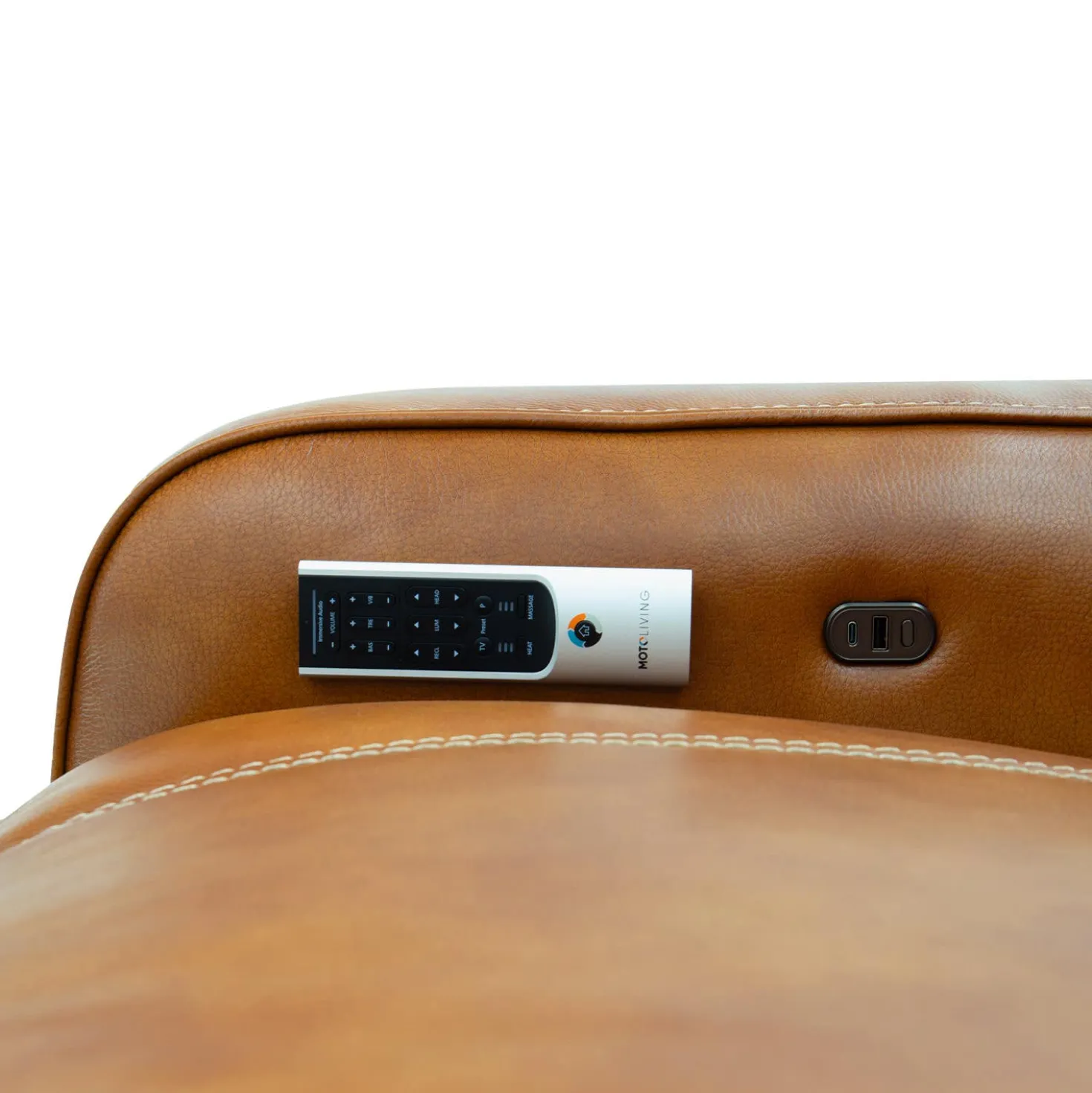 Causeuse modulaire électrique inclinable avec console, haut-parleurs intégrés, massage et chaleur - 3 mcx