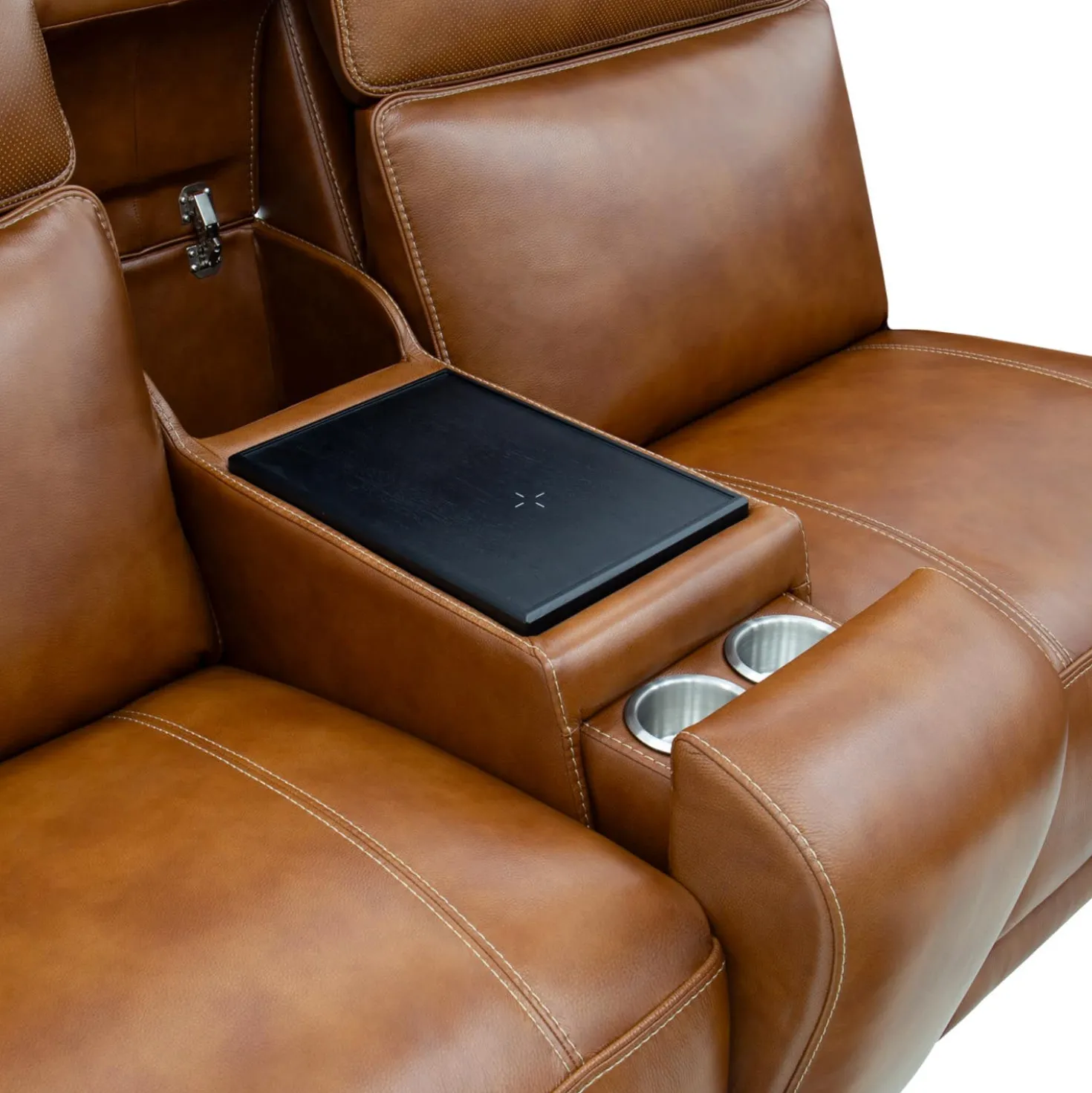 Causeuse modulaire électrique inclinable avec console, haut-parleurs intégrés, massage et chaleur - 3 mcx
