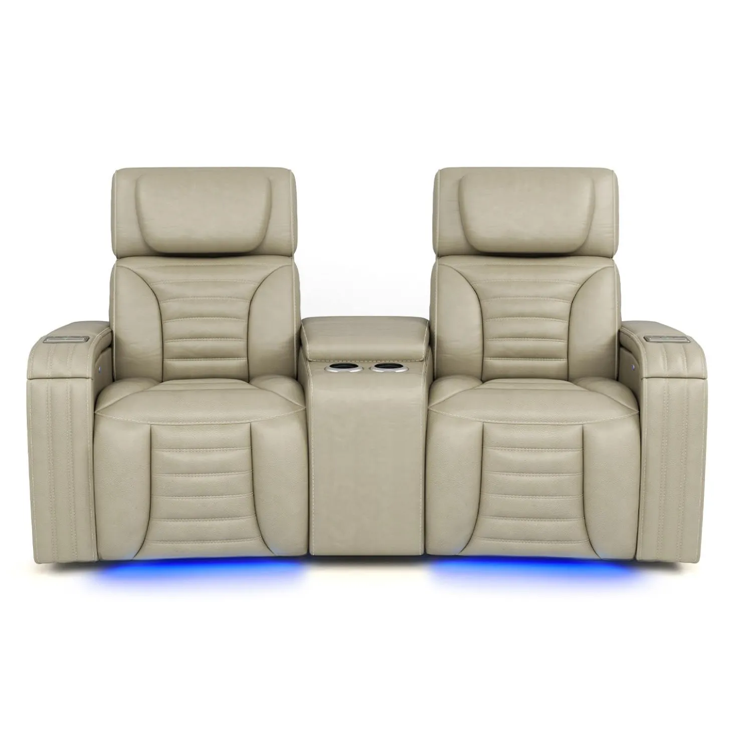 Causeuse modulaire électrique inclinable avec massage, chaleur et console en angle - 3 mcx