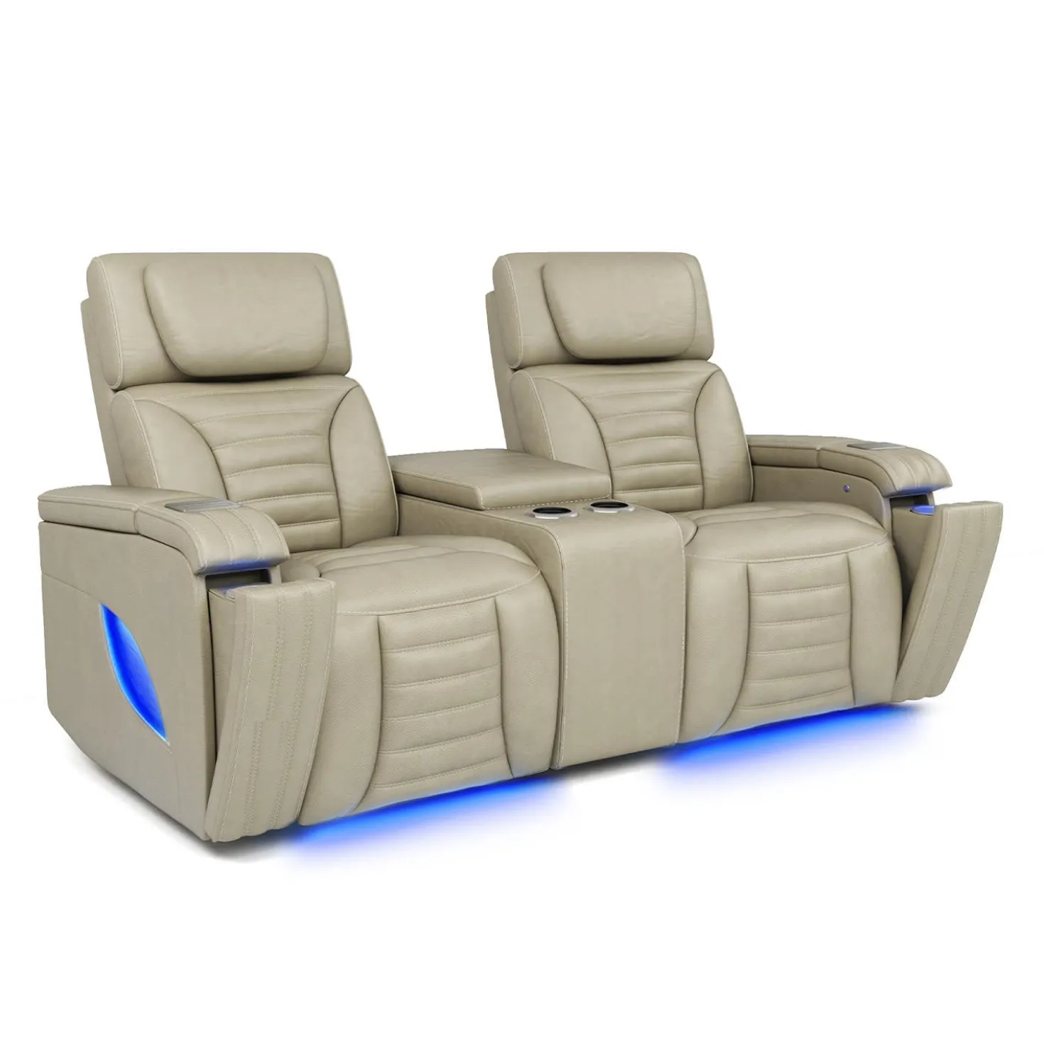 Causeuse modulaire électrique inclinable avec massage, chaleur et console en angle - 3 mcx