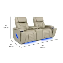 Causeuse modulaire électrique inclinable avec massage, chaleur et console en angle - 3 mcx