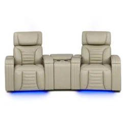 Causeuse modulaire électrique inclinable avec massage, chaleur et console en angle- 3 mcx