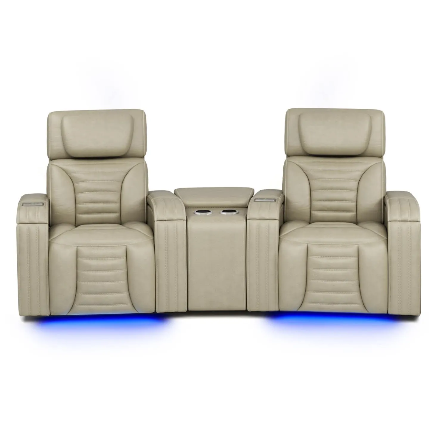Causeuse modulaire électrique inclinable avec massage, chaleur et console en angle- 3 mcx