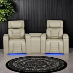 Causeuse modulaire électrique inclinable avec massage, chaleur et console en angle- 3 mcx