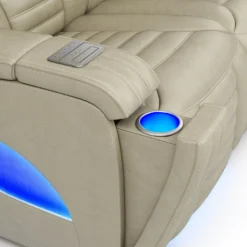 Causeuse modulaire électrique inclinable avec massage, chaleur et console en angle- 3 mcx