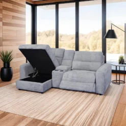 Causeuse modulaire électrique inclinable, chaise longue à gauche avec rangement, et console - 3 mcx