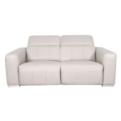 Causeuse modulaire électrique inclinable en cuir véritable avec appui-têtes ajustables – 2 mcx