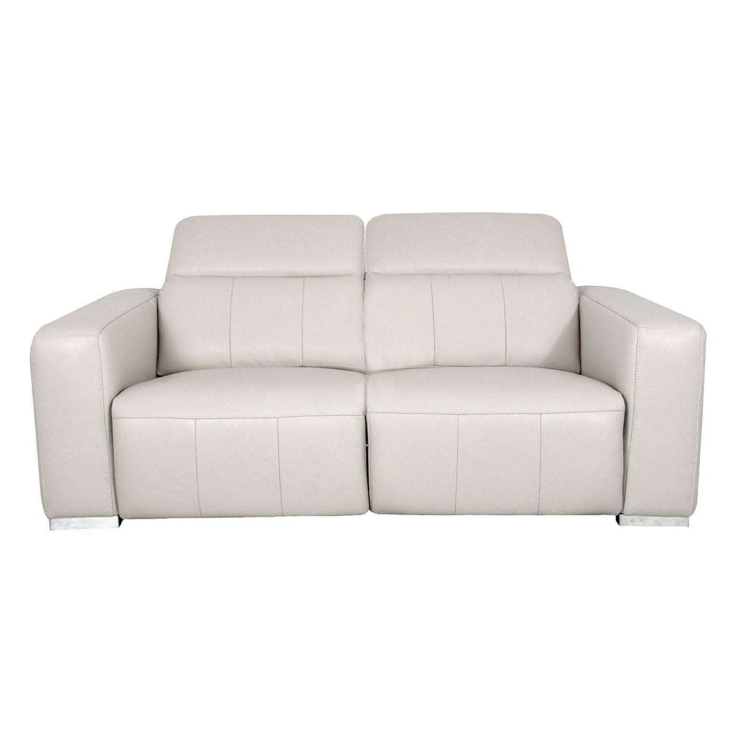 Causeuse modulaire électrique inclinable en cuir véritable avec appui-têtes ajustables – 2 mcx