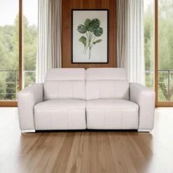 Causeuse modulaire électrique inclinable en cuir véritable avec appui-têtes ajustables – 2 mcx