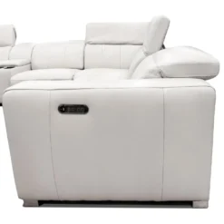 Causeuse modulaire électrique inclinable en cuir véritable avec appui-têtes ajustables – 2 mcx