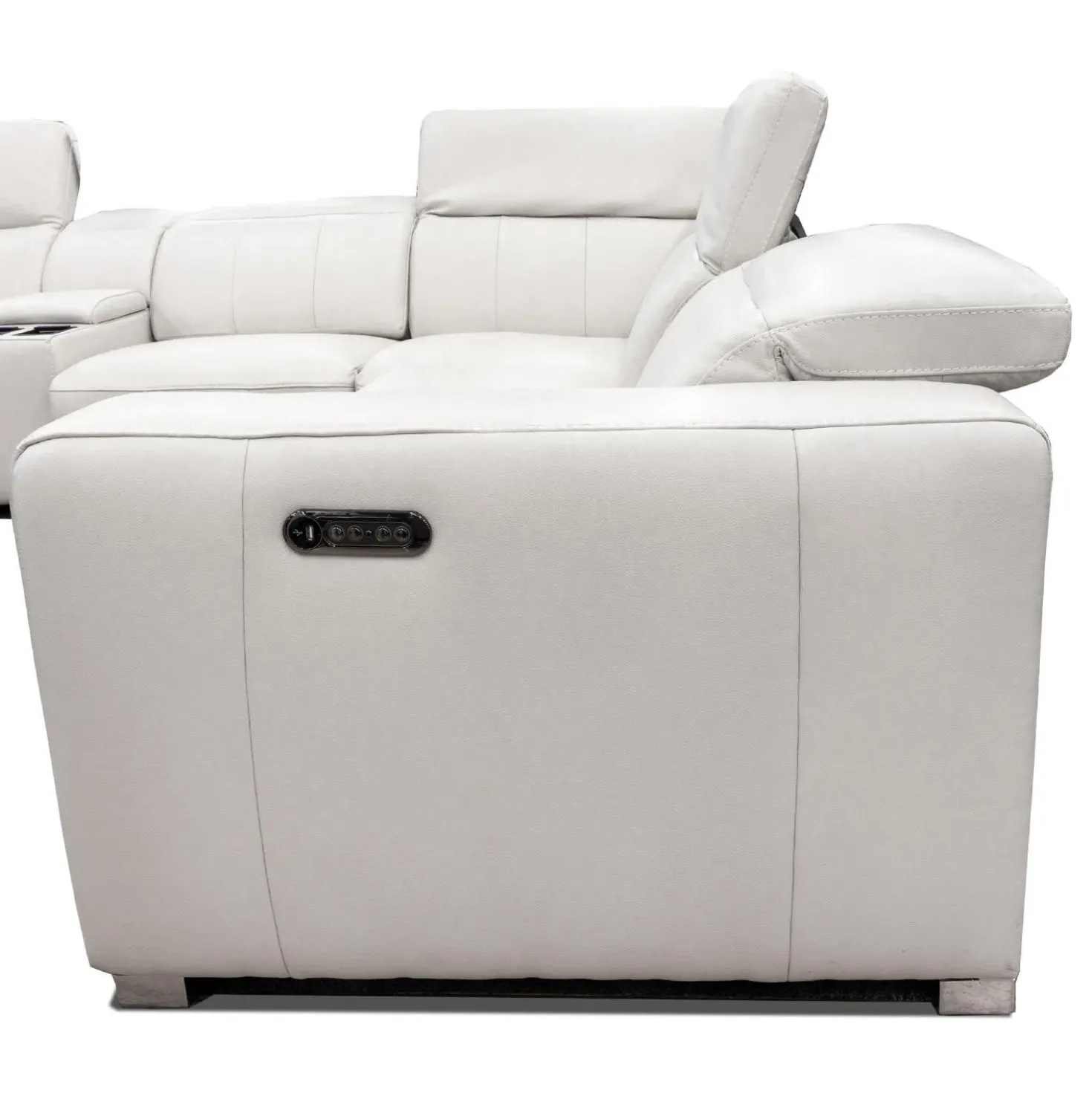 Causeuse modulaire électrique inclinable en cuir véritable avec appui-têtes ajustables – 2 mcx