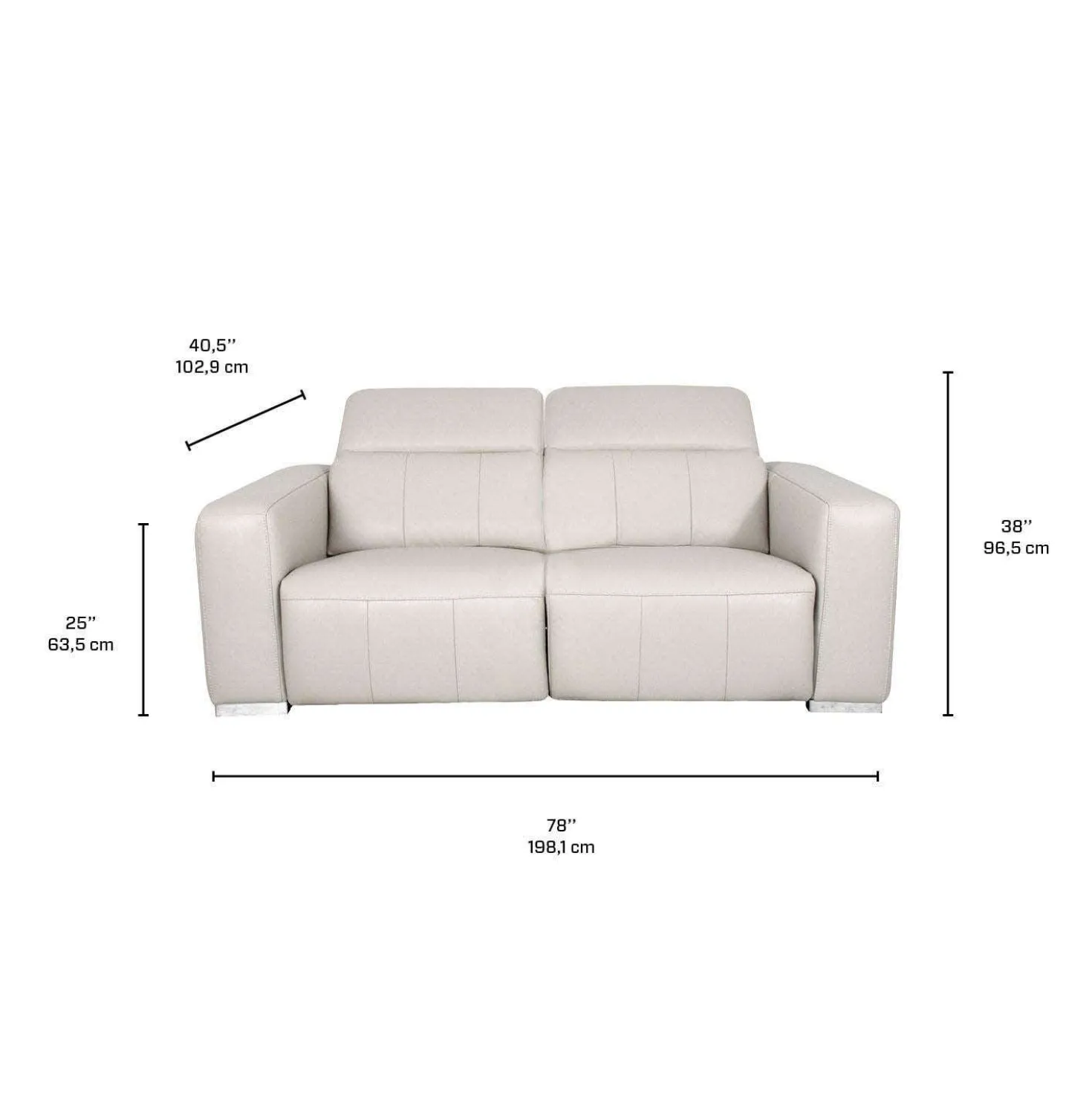 Causeuse modulaire électrique inclinable en cuir véritable avec appui-têtes ajustables – 2 mcx