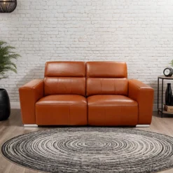 Causeuse modulaire électrique inclinable en cuir véritable avec appui-têtes ajustables – 2 mcx