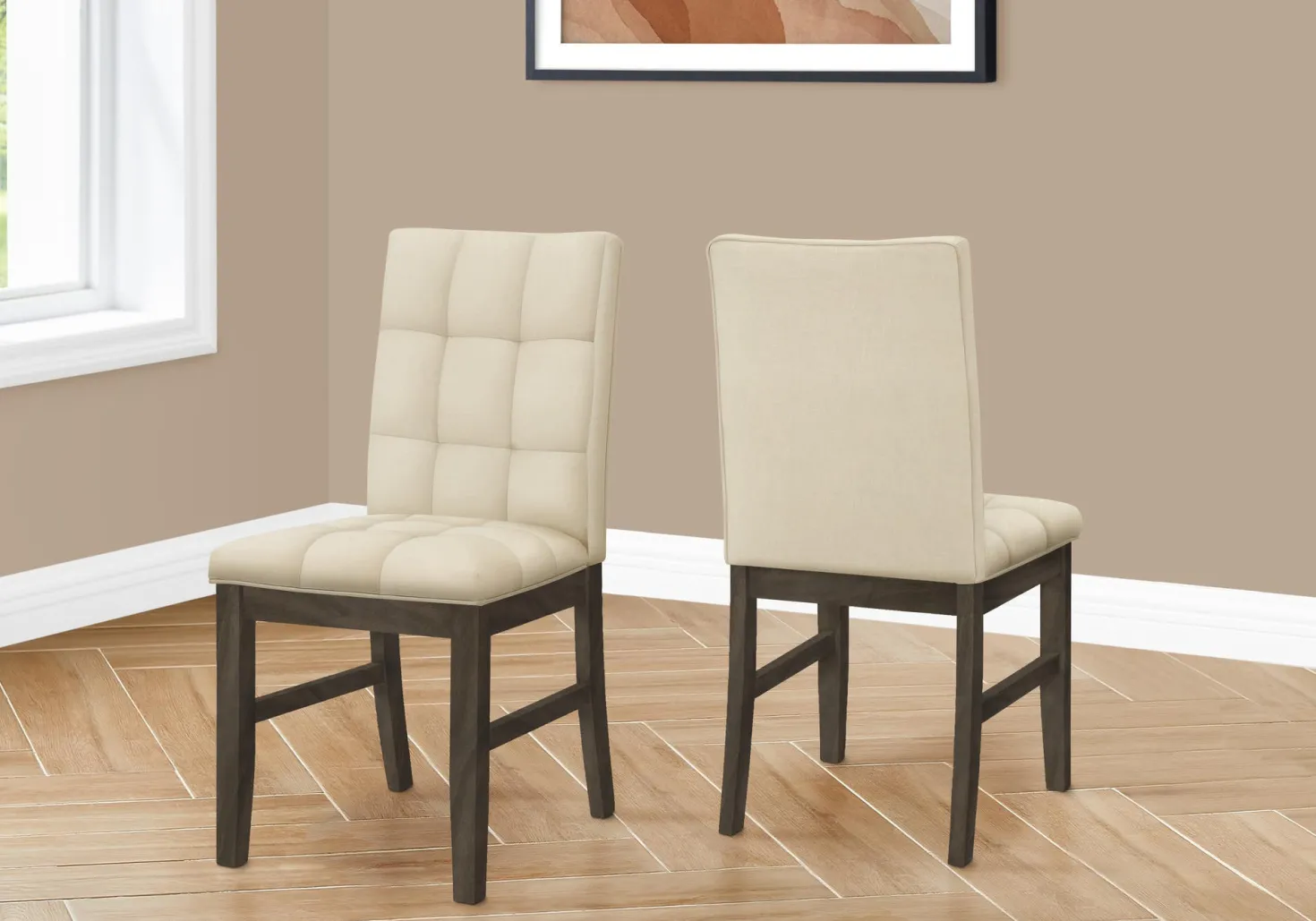 Chaise - 2mcx - 37"H, gris, siège tissu crème - Monarch