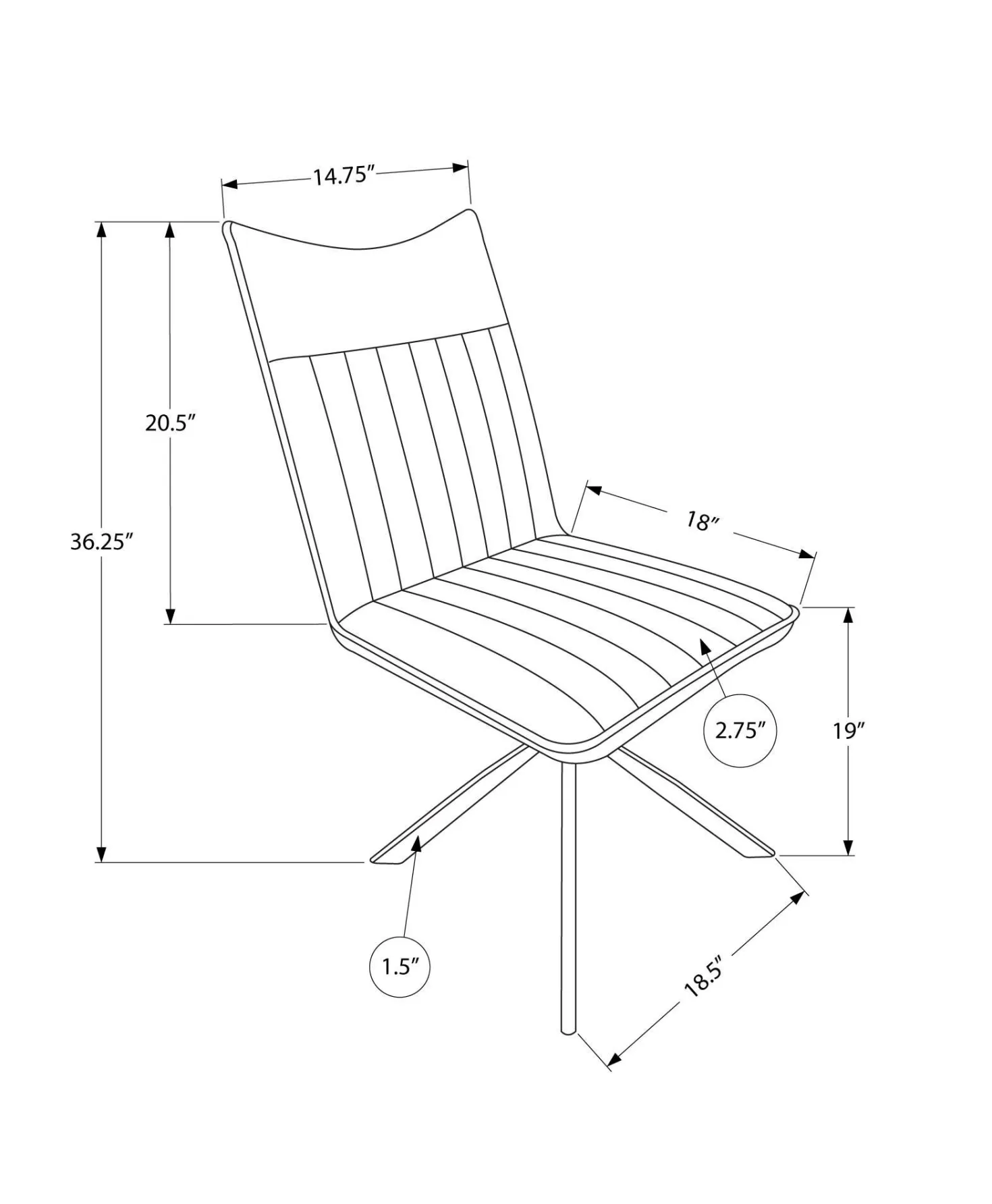 Chaises avec piètement araignée chromé (bte de 2) - noir - Monarch