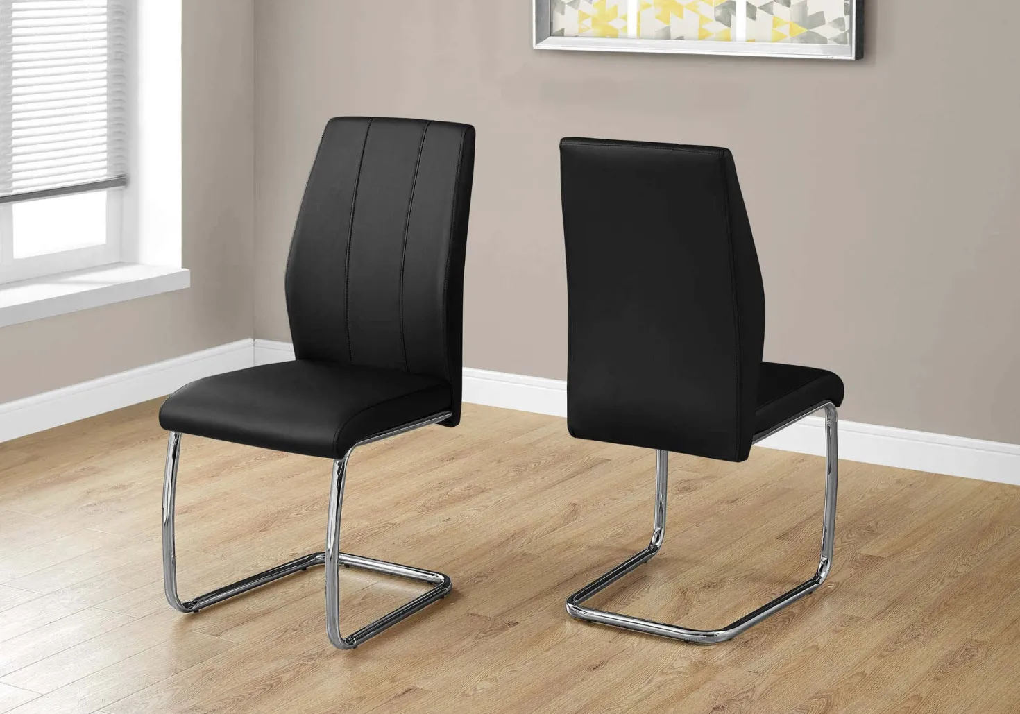 Chaises avec piètement chromé (bte de 2) - noir - Monarch