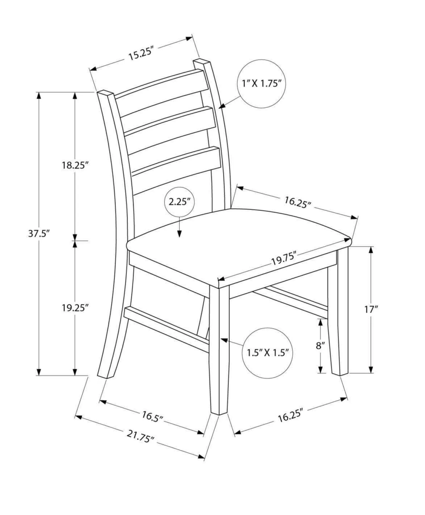 Chaises (bte de 2) - brun & noir - Monarch