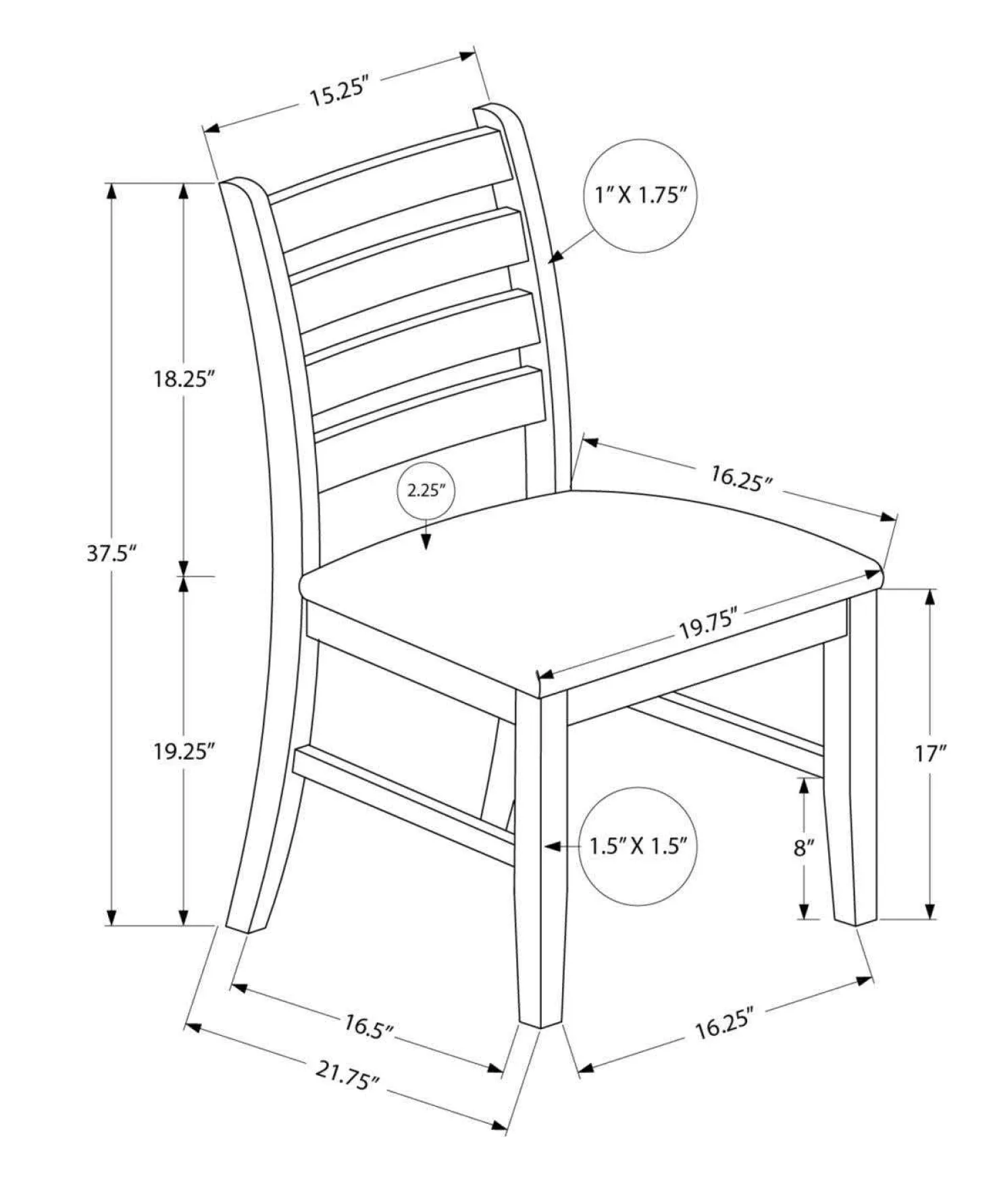 Chaises (bte de 2) - brun & noir - Monarch
