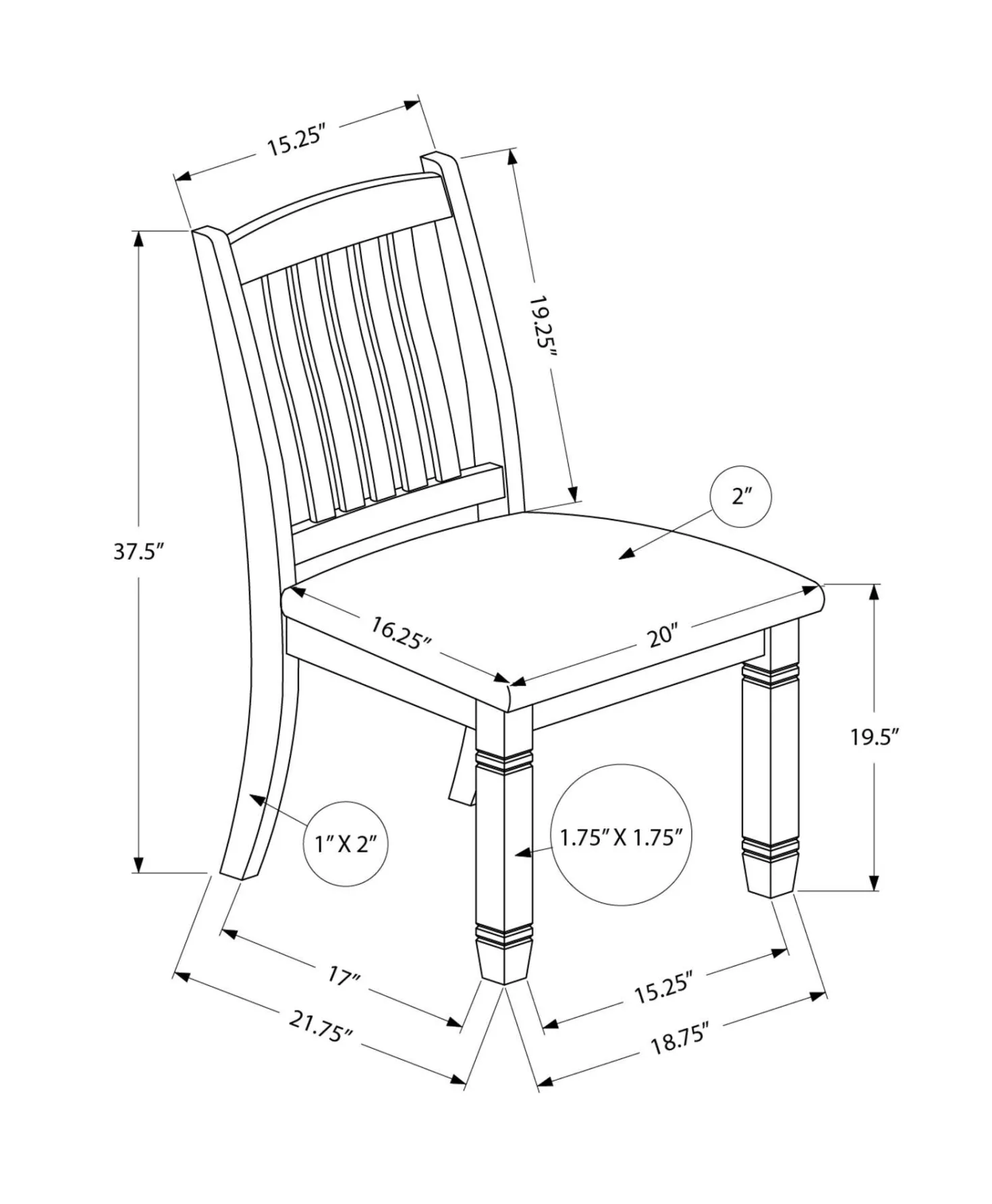Chaises (bte de 2) - gris - Monarch