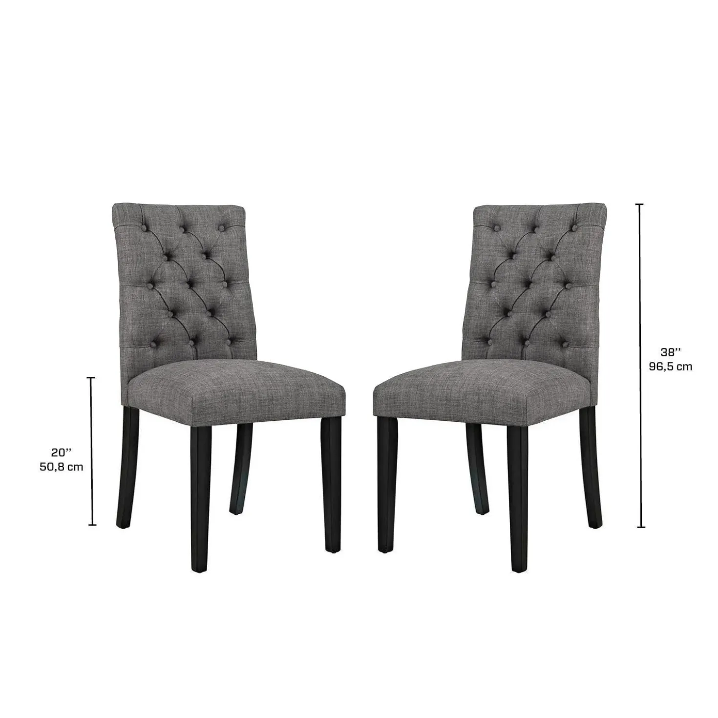 Chaises capitonnées (bte de 2) - gris