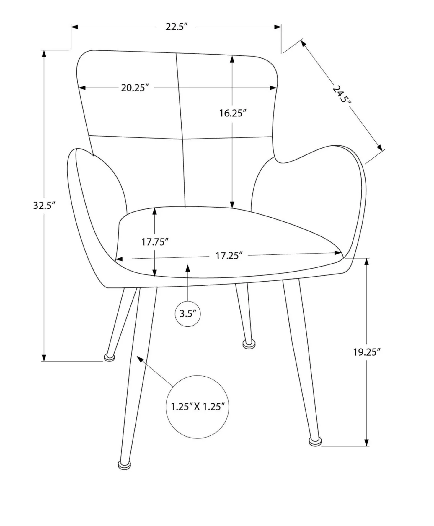 Chaises de cuisine (ensemble de 2) 33 po tissu noir effet cuir - Monarch - Monarch