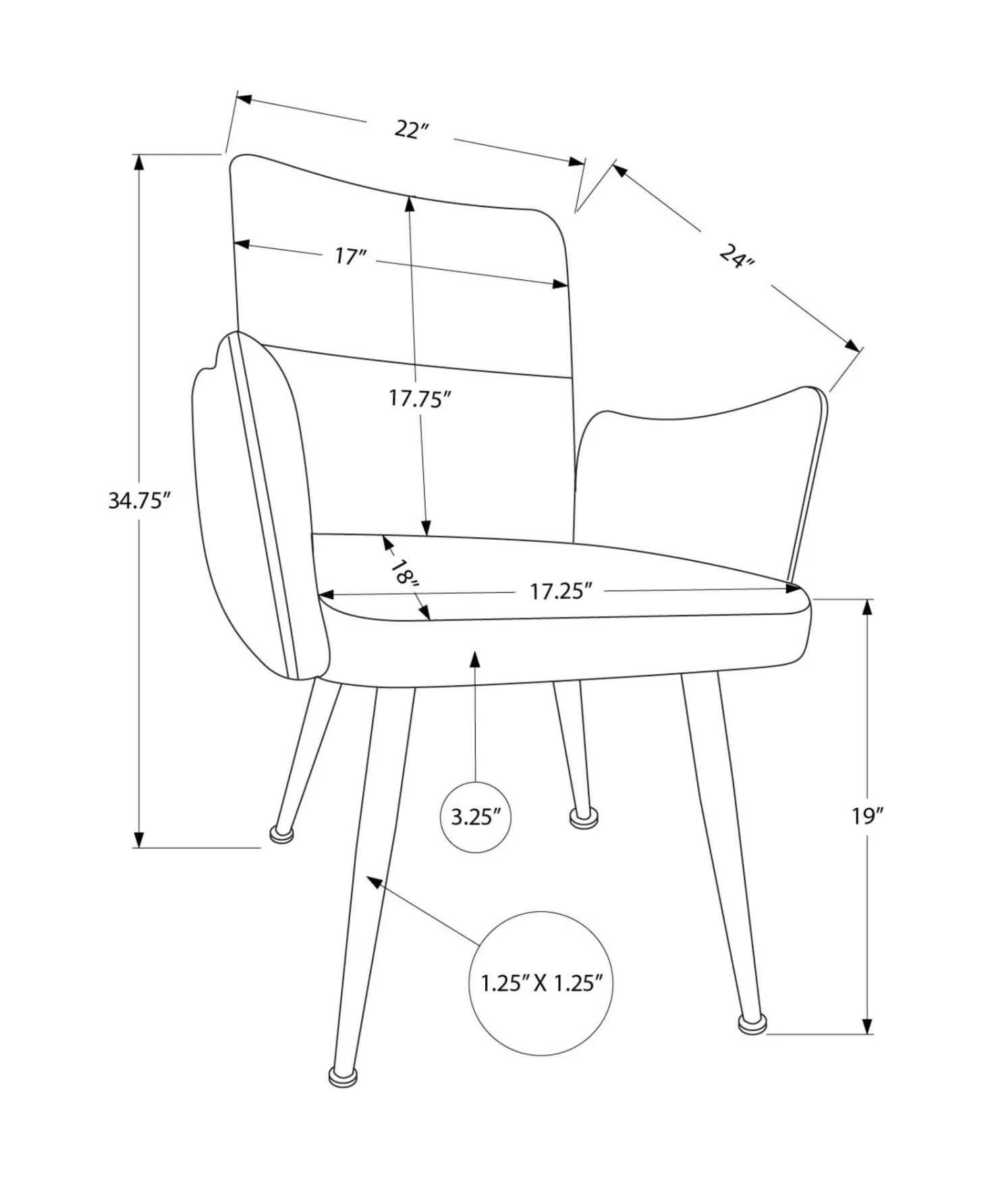 Chaises de cuisine (ensemble de 2) 35 po noir - Monarch - Monarch