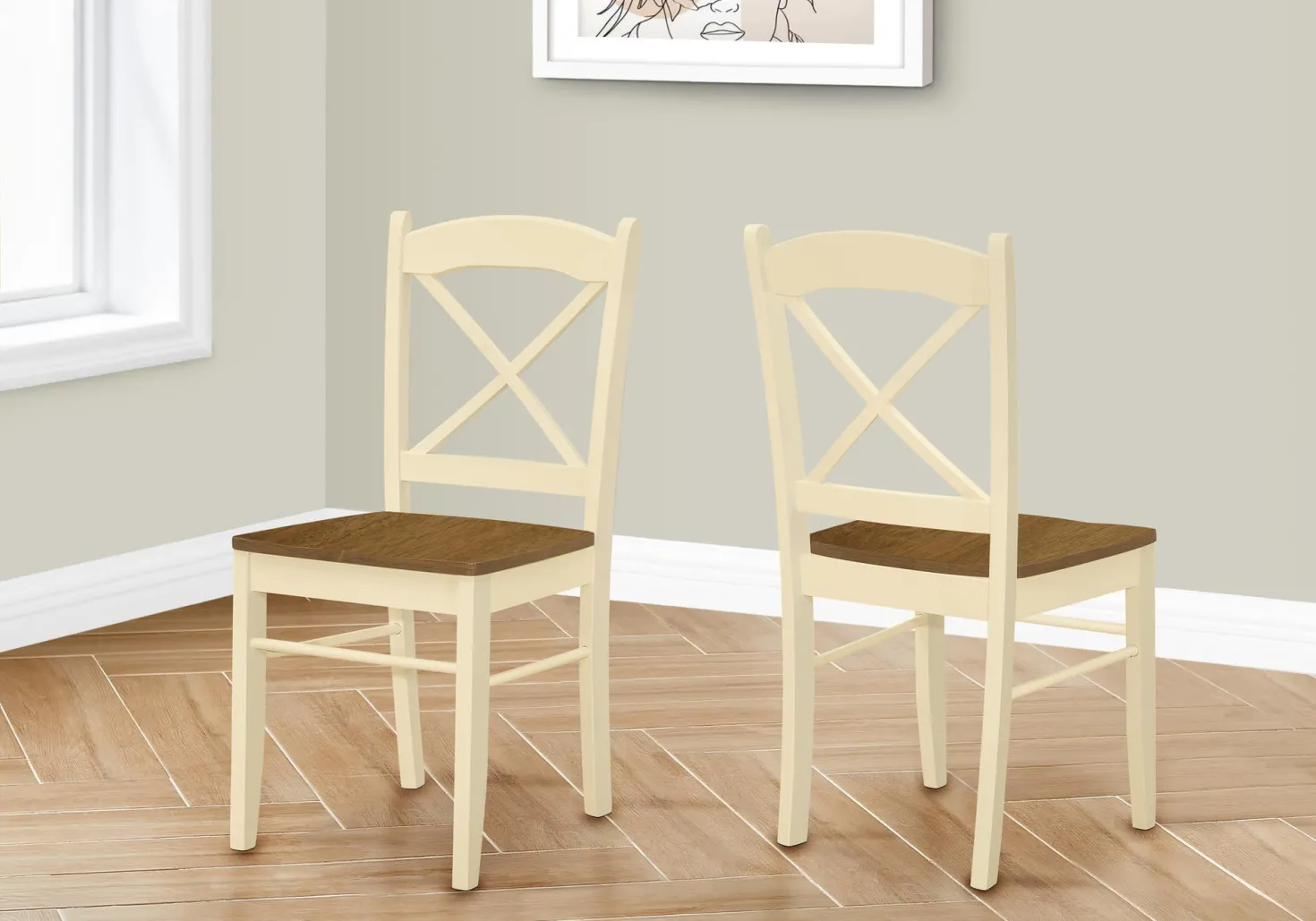 Chaises en bois (bte de 2) - crème - Monarch