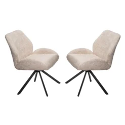 Chaises en tissu bouclé avec accoudoirs bas (bte de 2) - beige