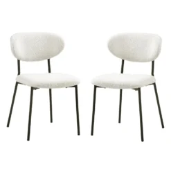 Chaises en tissu bouclé (bte de 2) - blanc