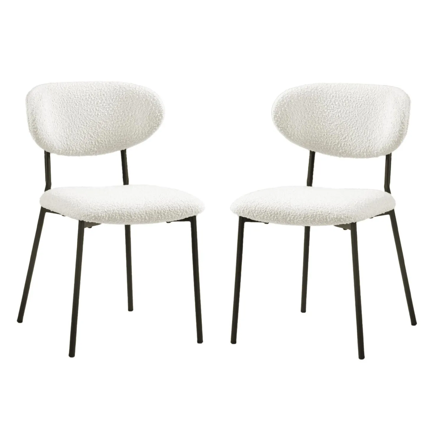 Chaises en tissu bouclé (bte de 2) - blanc