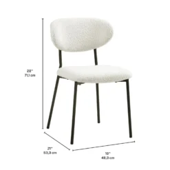 Chaises en tissu bouclé (bte de 2) - blanc