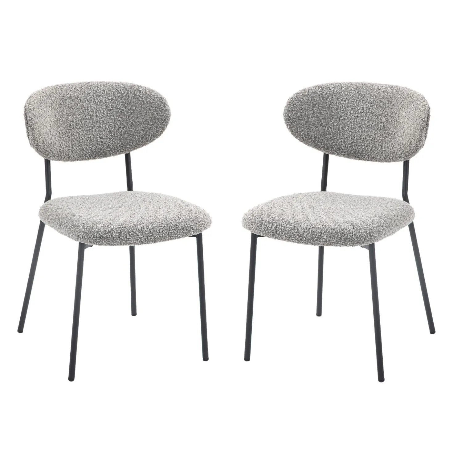 Chaises en tissu bouclé (bte de 2) - gris