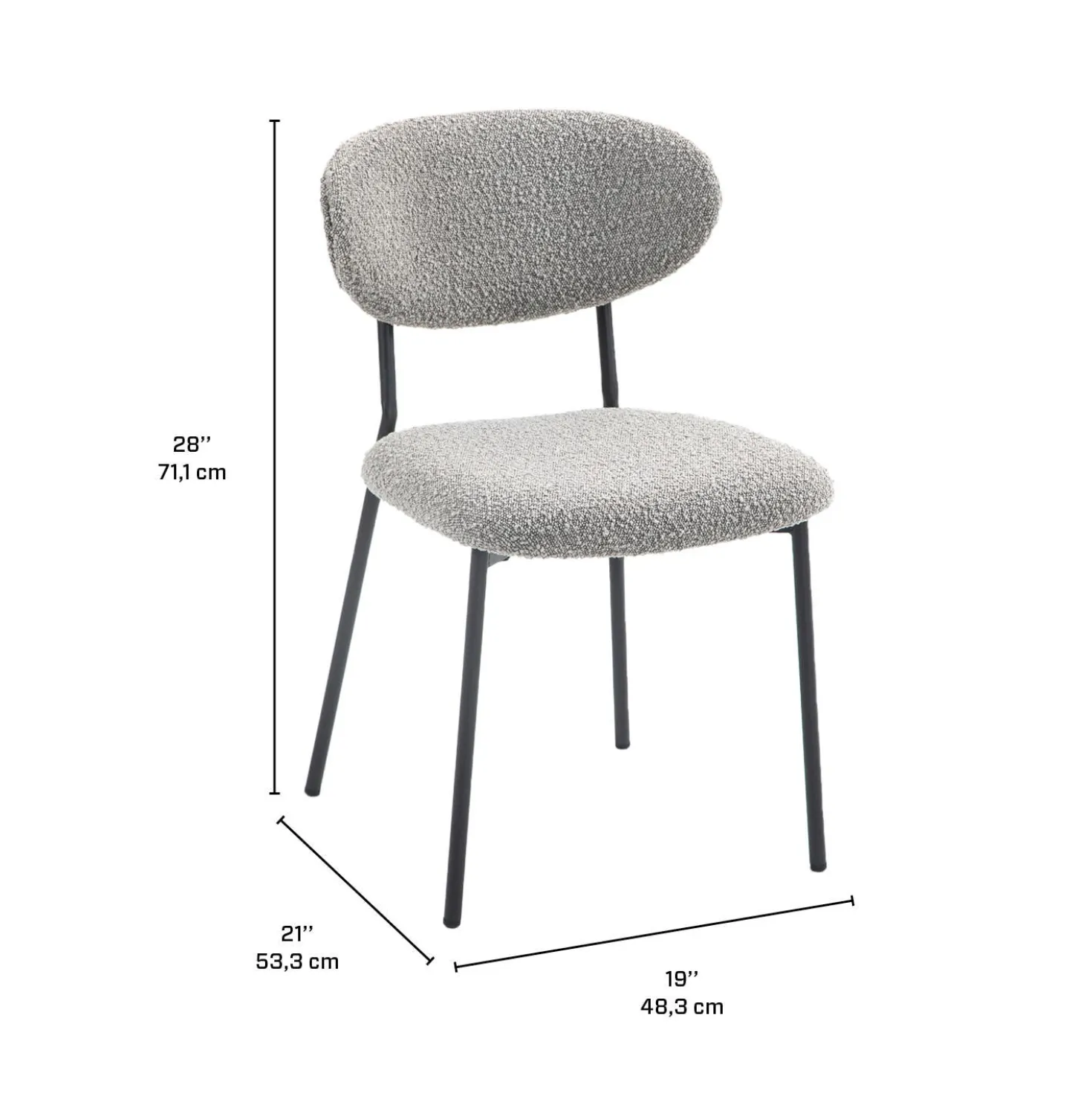 Chaises en tissu bouclé (bte de 2) - gris