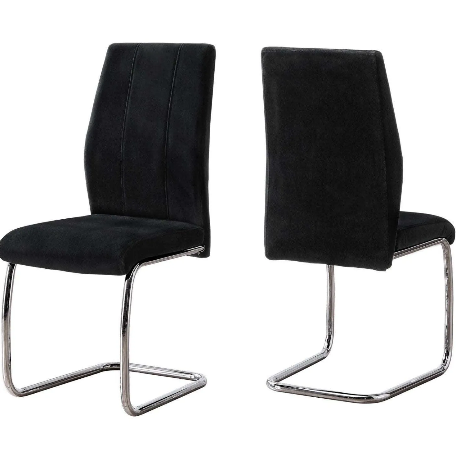 Chaises en velours avec piètement chromé (bte de 2) - noir - Monarch