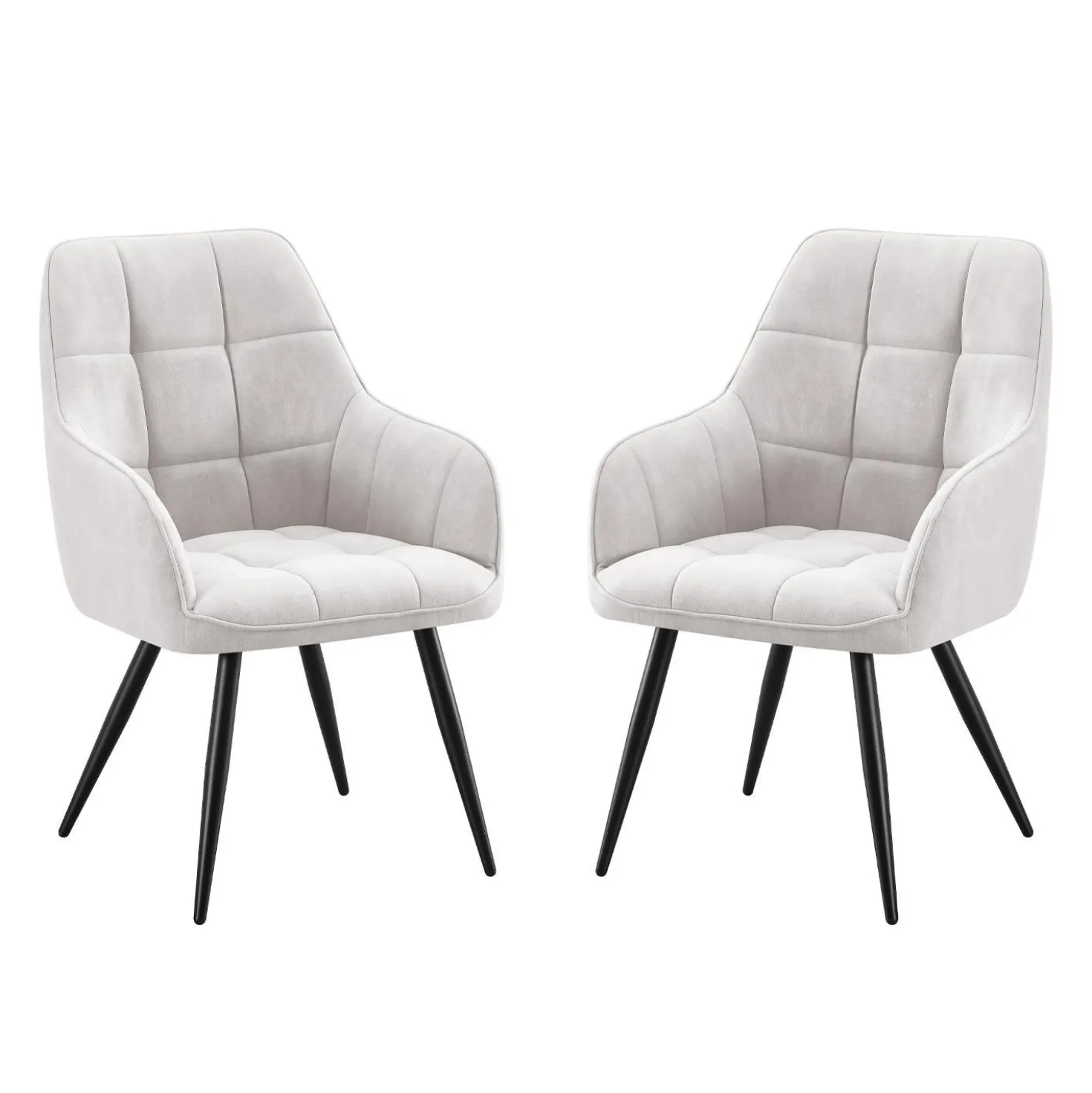 Chaises rembourrées avec accoudoirs (bte de 2) - gris pâle