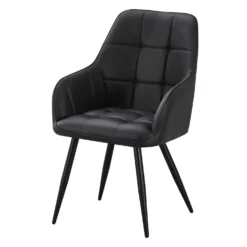 Chaises rembourrées avec accoudoirs (bte de 2) - noir