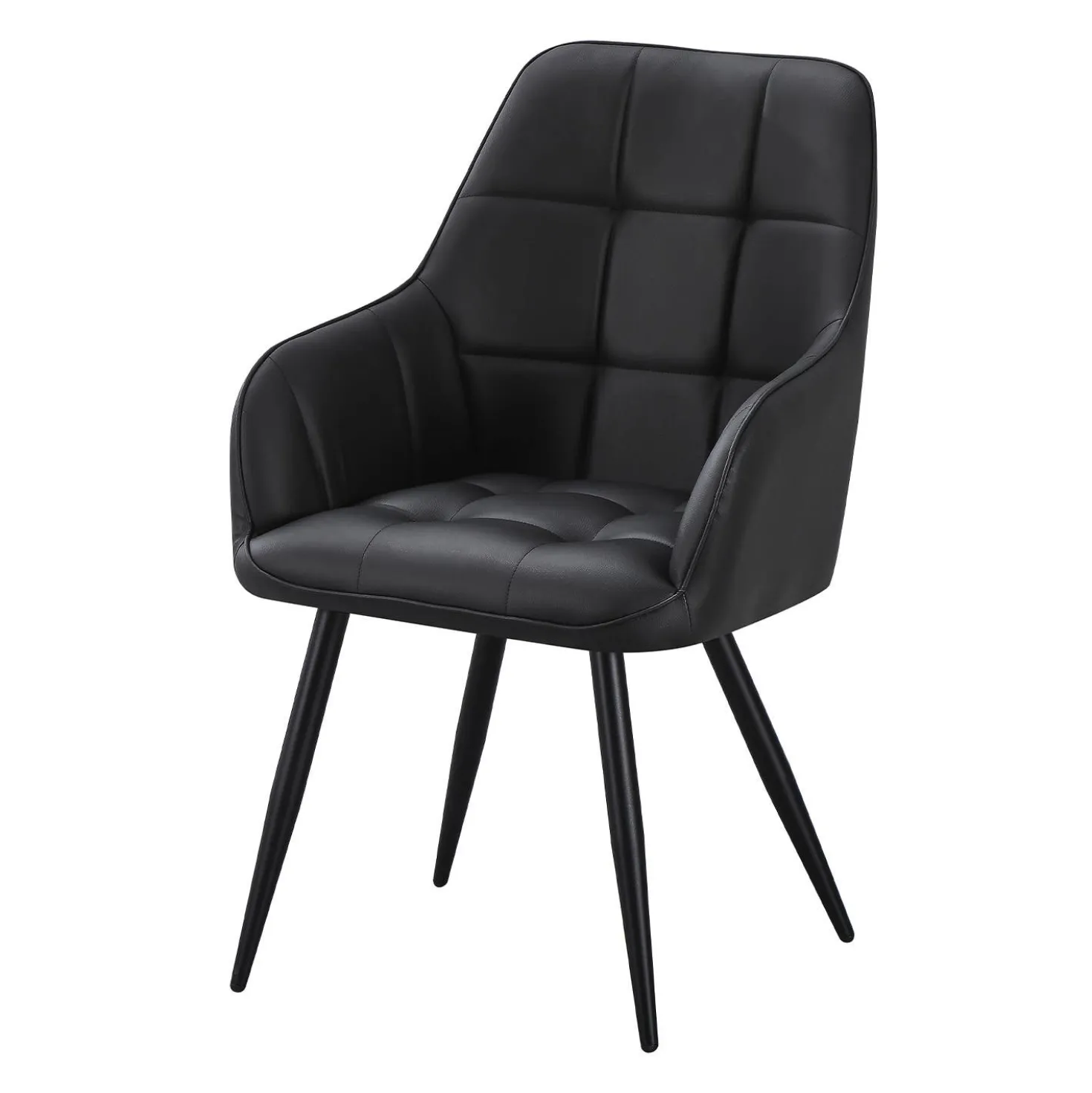 Chaises rembourrées avec accoudoirs (bte de 2) - noir