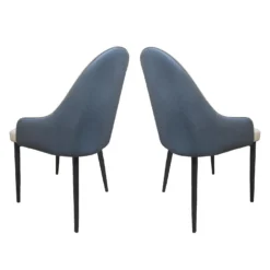 Chaises rembourrées (bte de 2) - beige et bleu-gris