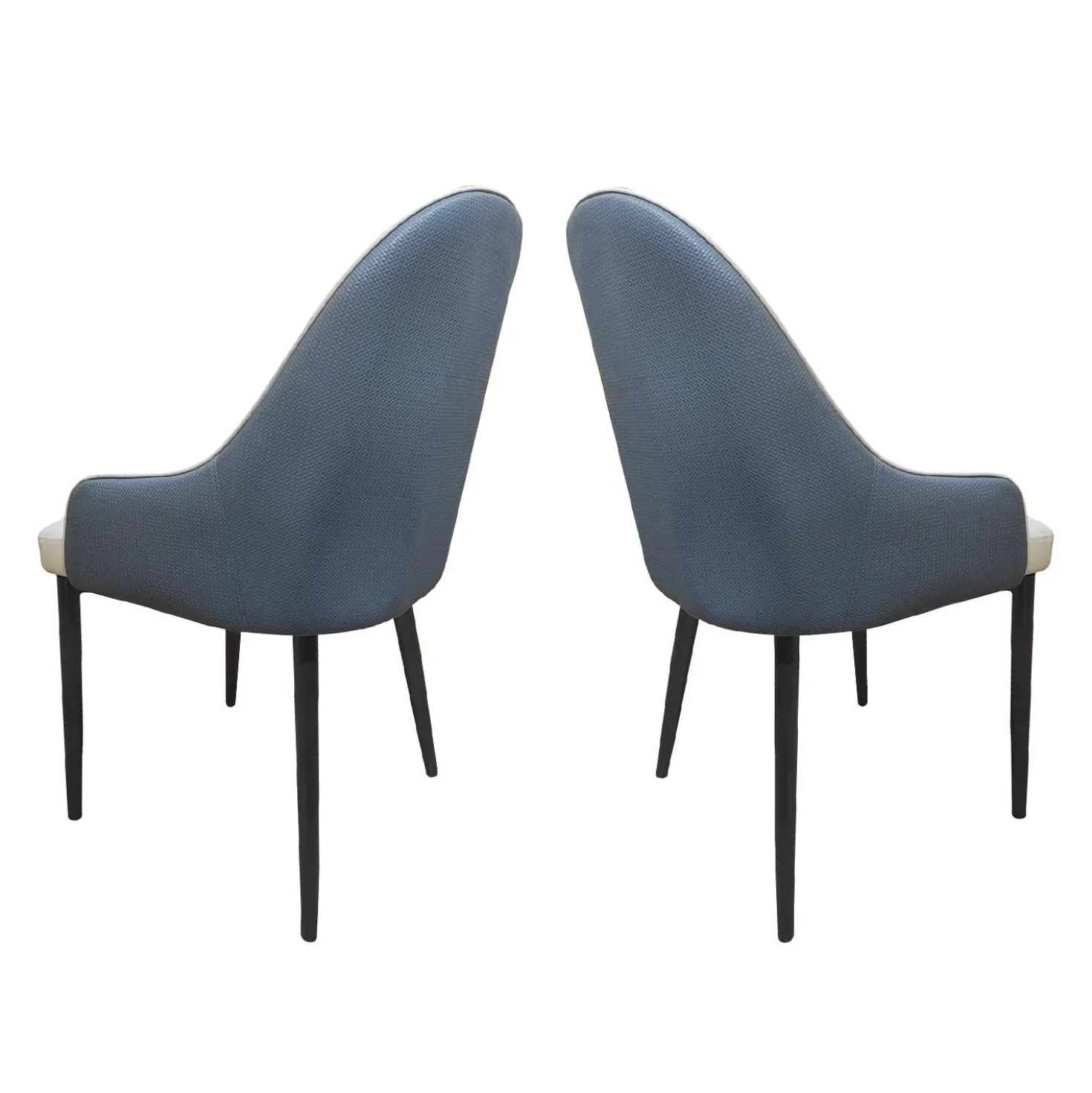 Chaises rembourrées (bte de 2) - beige et bleu-gris