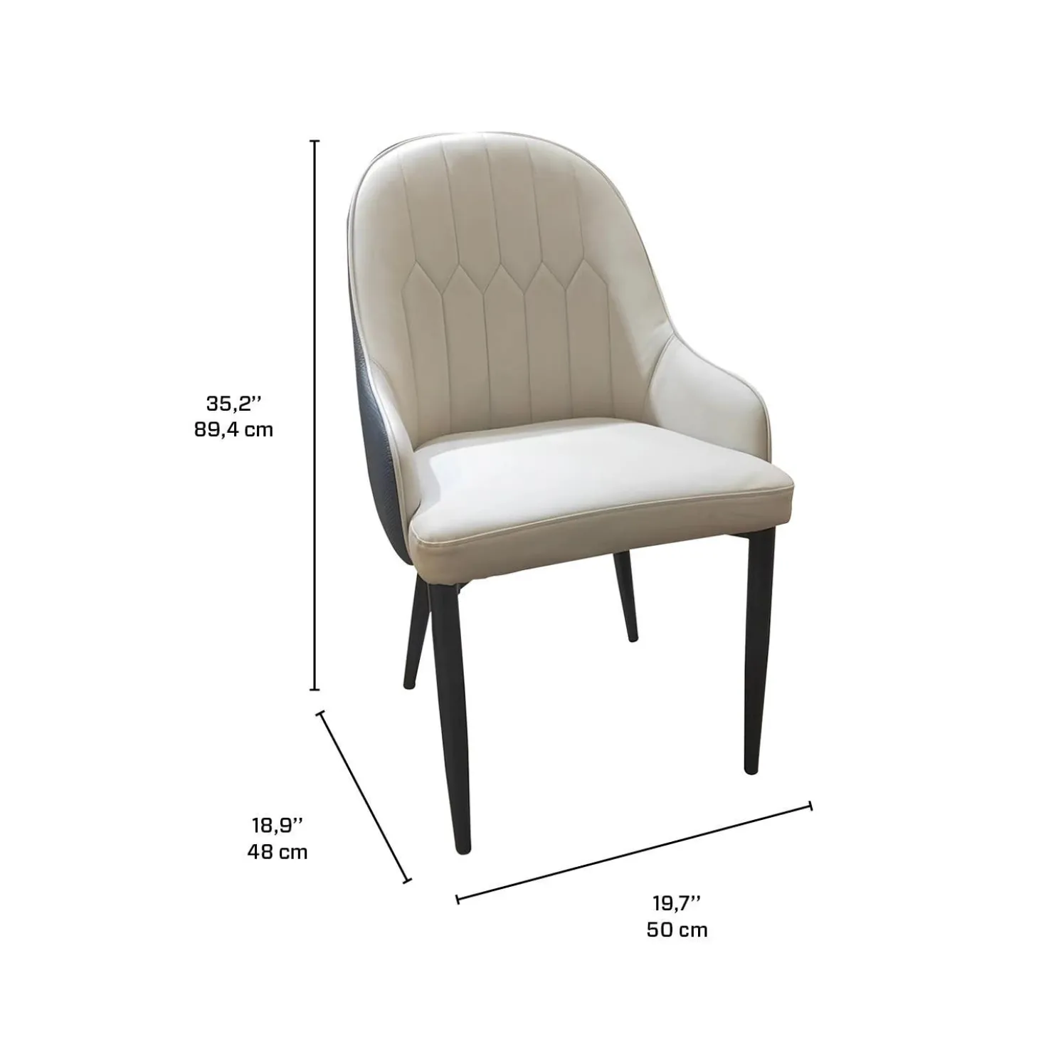 Chaises rembourrées (bte de 2) - beige et bleu-gris