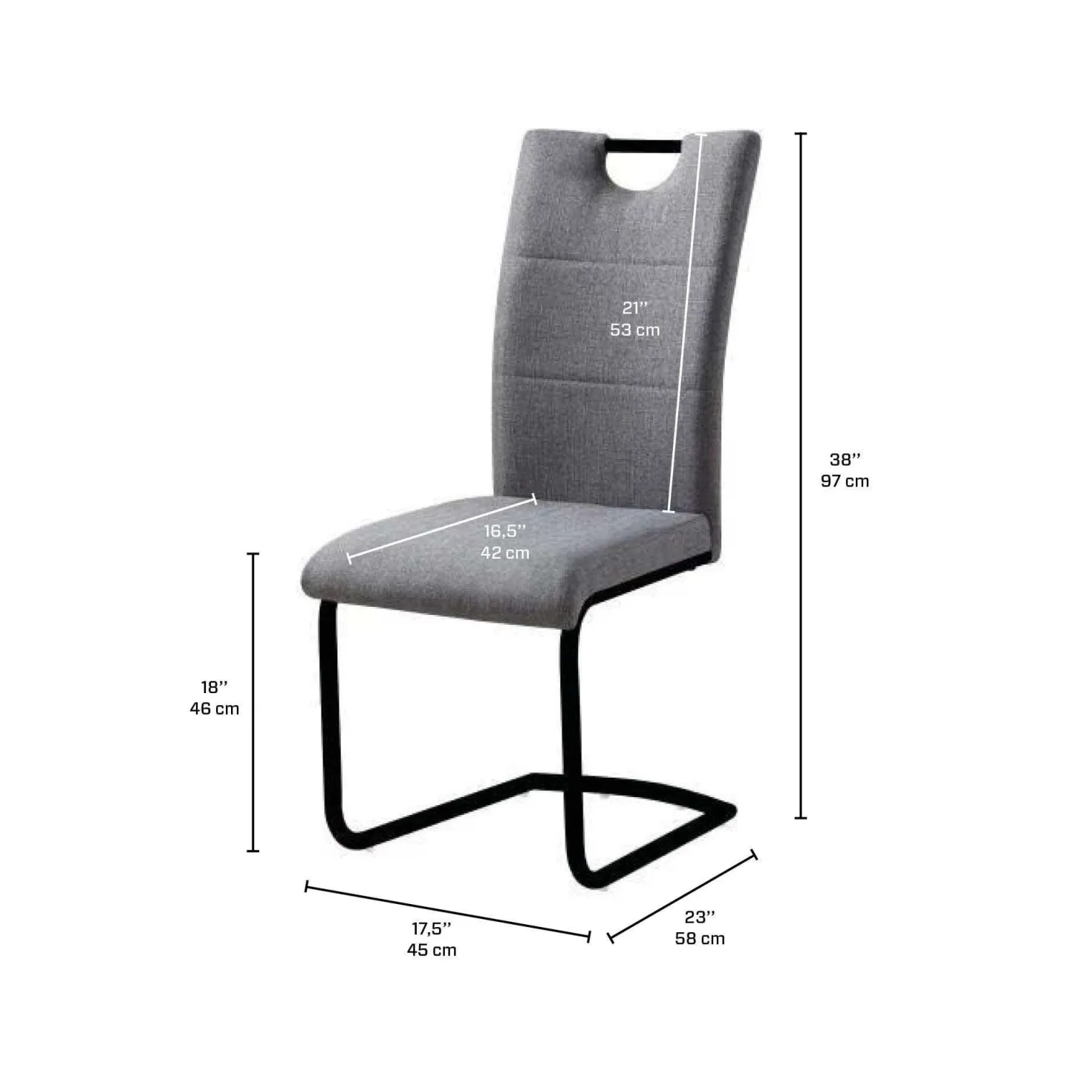 Chaises rembourrées (bte de 2) - gris