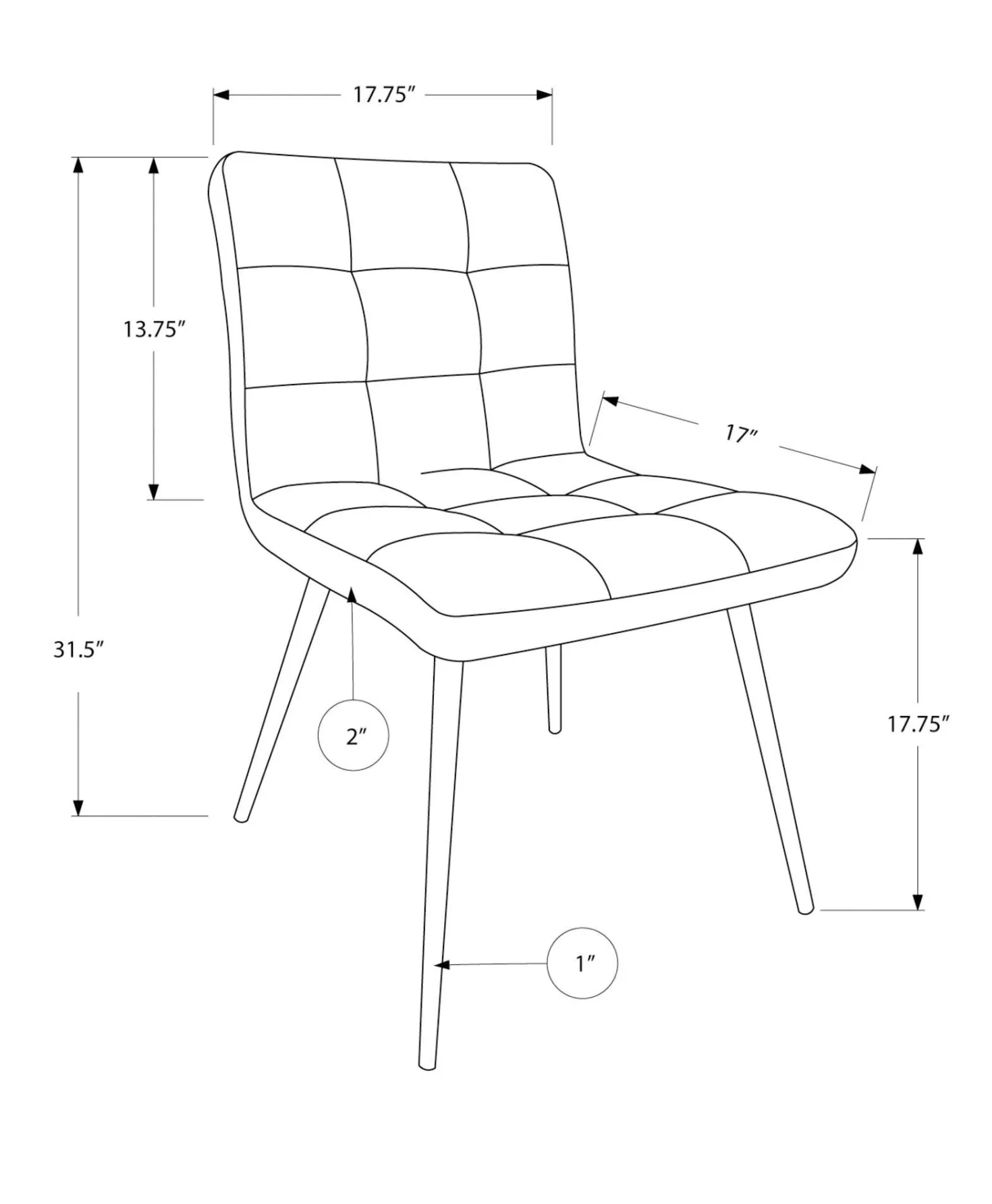 Chaises rembourrées (bte de 2) - gris - Monarch